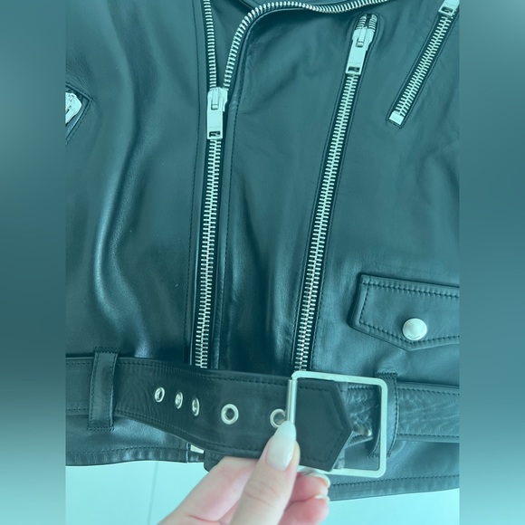 YSL black leather biker jacket - Picture 6 of 8